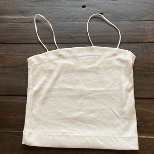 American Eagle White Spaghetti Strap Cropped Ribbed Tank sz XS